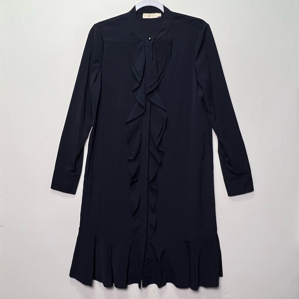 Tory Burch Jane Shirt Dress Ruffle Detail Long Sleeve Knee Length Womens 6